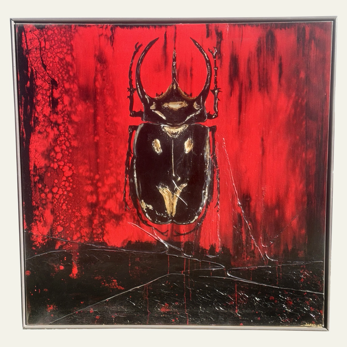 dung-beetle-mixed-media-acrylic-painting